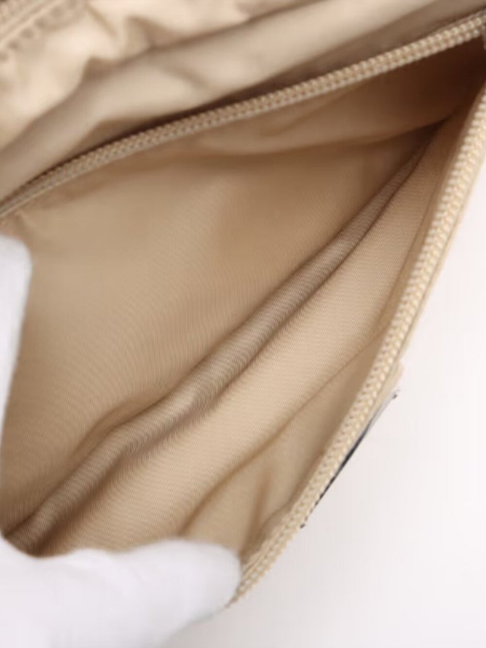 Prada Tessuto Nylon Leather Shoulder Bag Beige - Picture 8 of 13